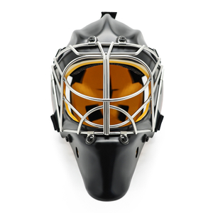 Helma brankáře pro hokej z bílé oceli Helma