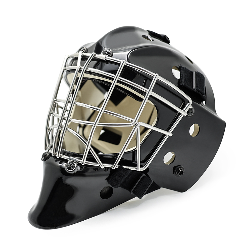 Helma brankáře pro hokej z bílé ocelové hlavy